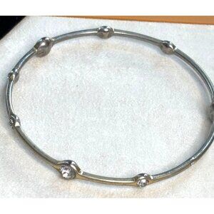 Lia Sophia Silver-Tone Lia Sophia Bangle Bracelet With Faux Diamond Accents
